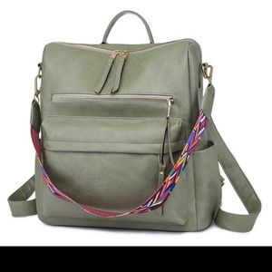 Vintage Vegan leather large backpack.